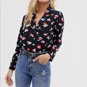 ASOS button down top splodge print size 6